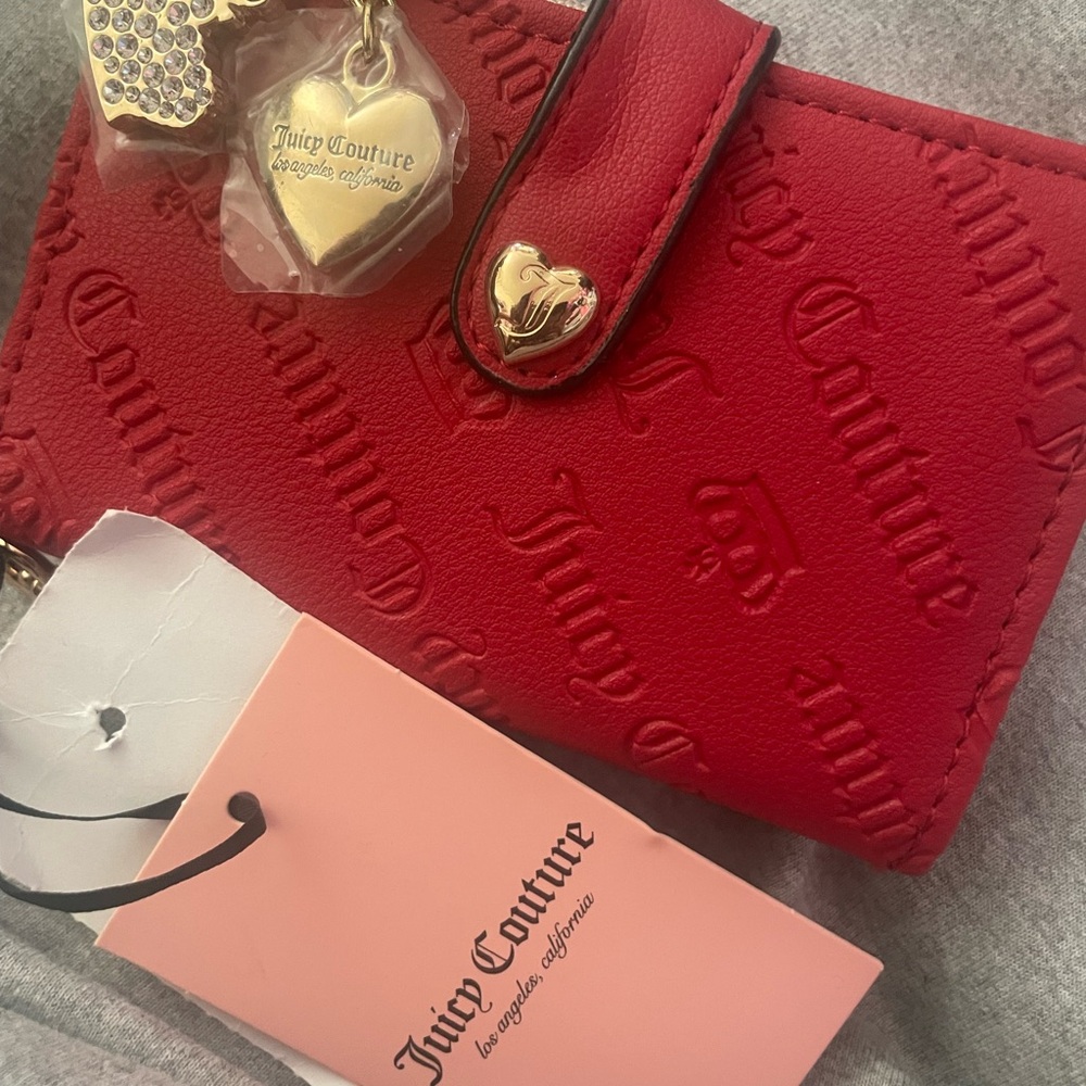 Juicy Couture Red Card Holder with Heart Charm